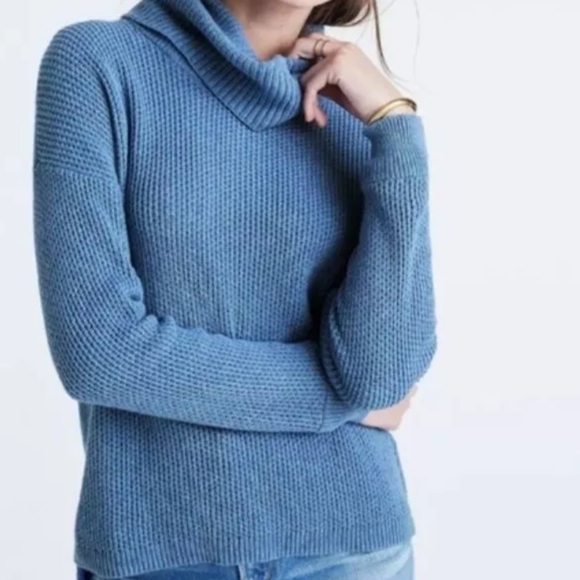 🔥🔥🔥Madewell Cornflower blue convertible turtleneck crewneck sweater S - Picture 12 of 13